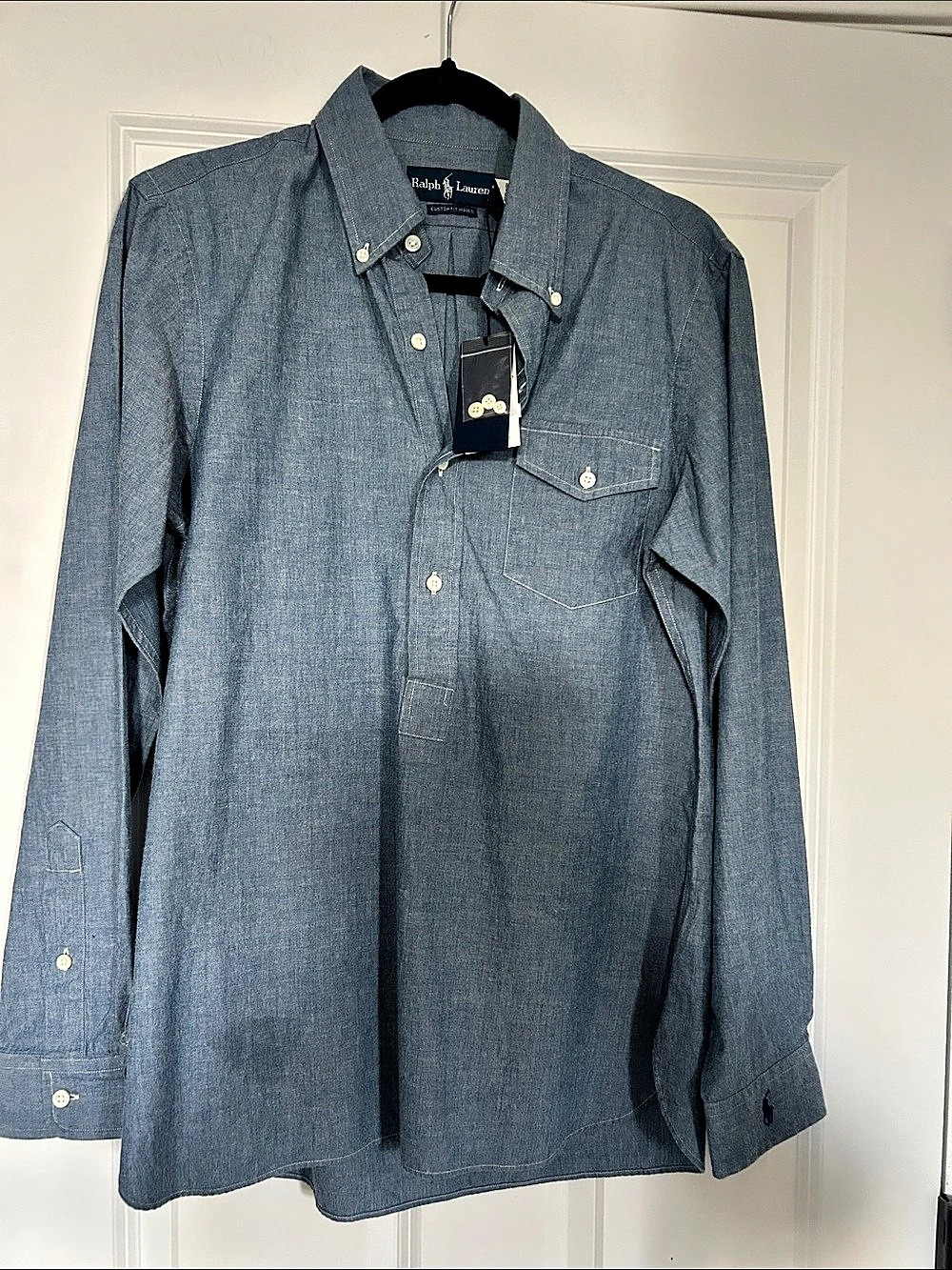 Ralph Lauren Custom Fit Oxford Shirt Button Down Shirt in Blue Size Large NWT me